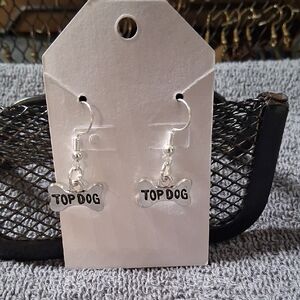 Top Dog Silver Bone Dangle Earrings for Dog Lovers